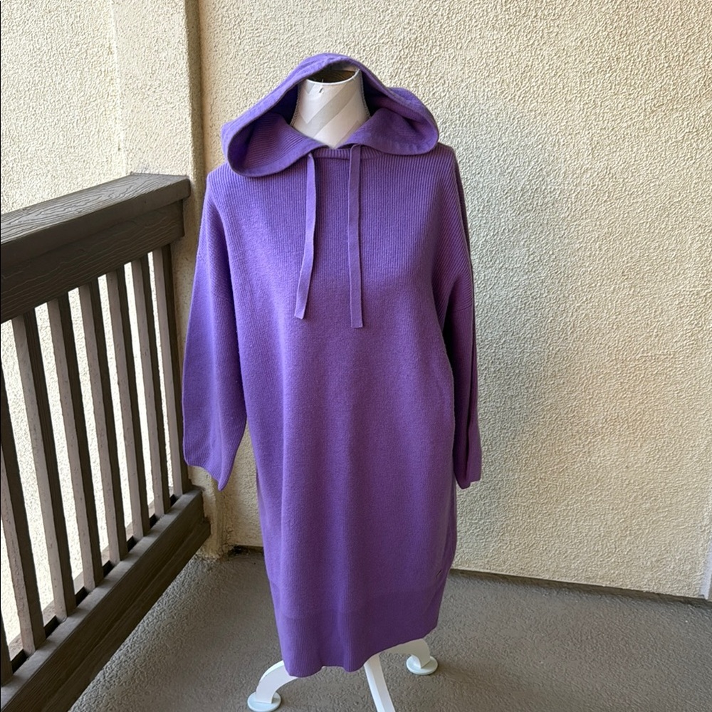 Purple Hooded Sweater Dress